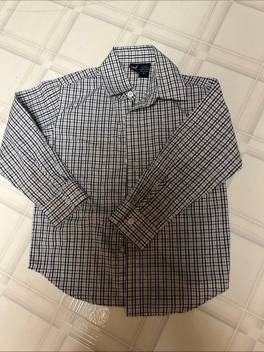 Nautica Black and White Grid Button-Down Shirt